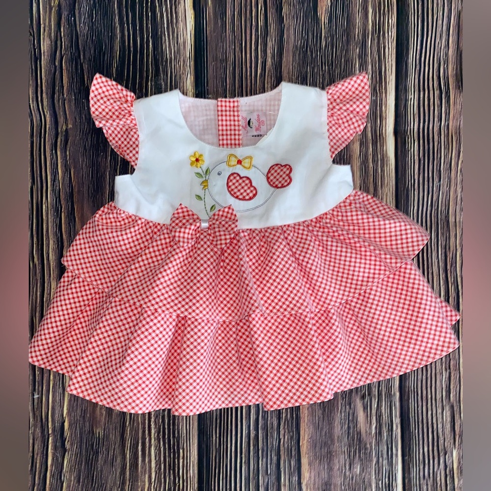 Small Wonders Retro Gingham Baby Girl Dress Sz 12M NWT
